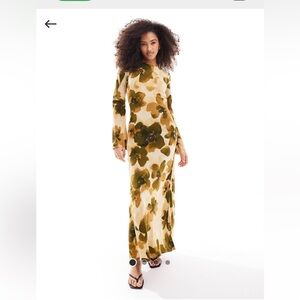 ASOS Yellow/brown floral dress. NEVER WORN NEW WITH TAGS